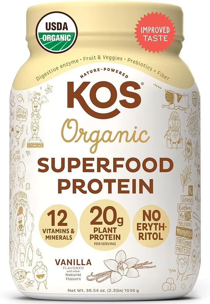 Kos Plant Protein, Organic, Vanilla Flavored - 19.6 oz