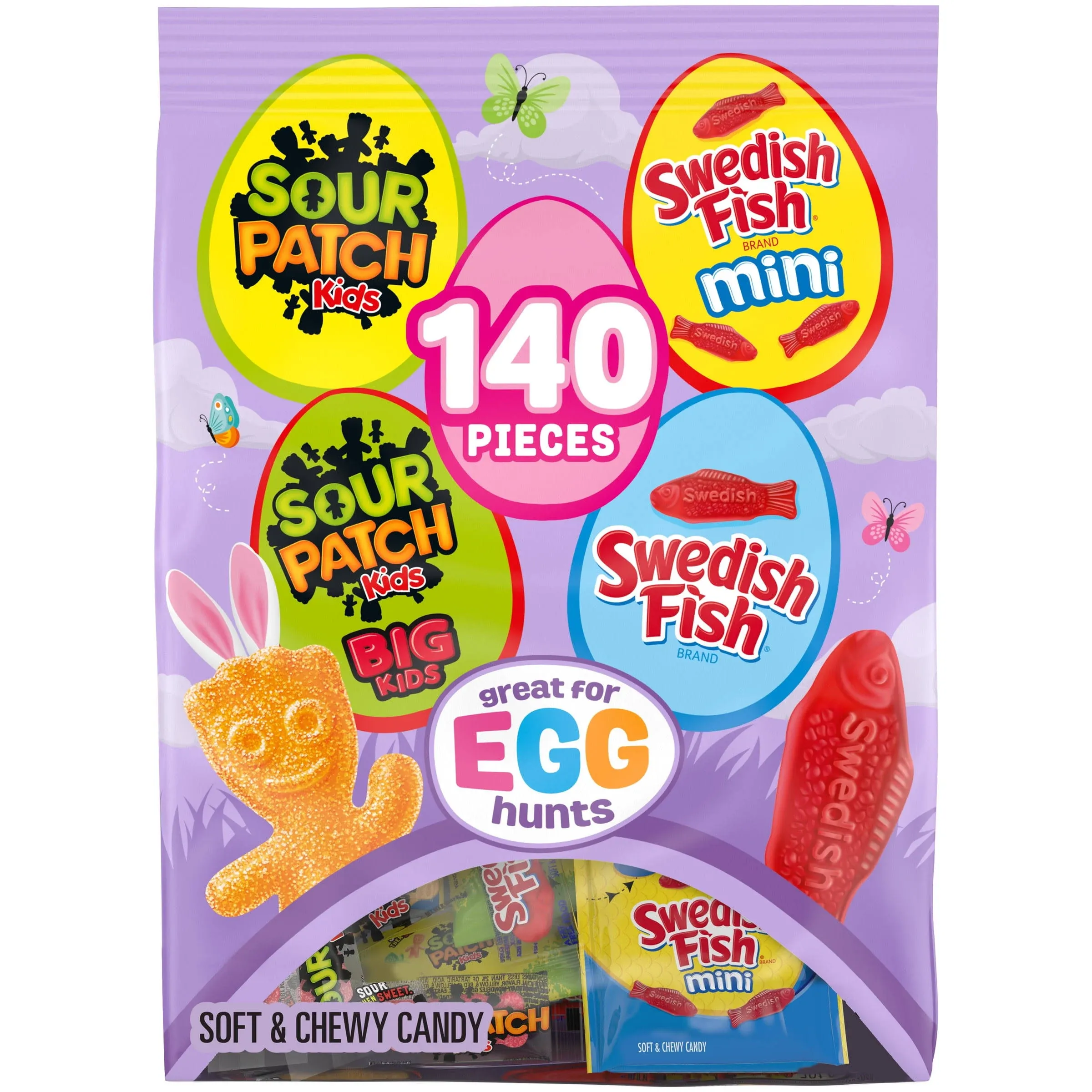 Sour Patch Kids and Swedish Fish Soft & Chewy Easter Candy Variety Pack, 140 ...