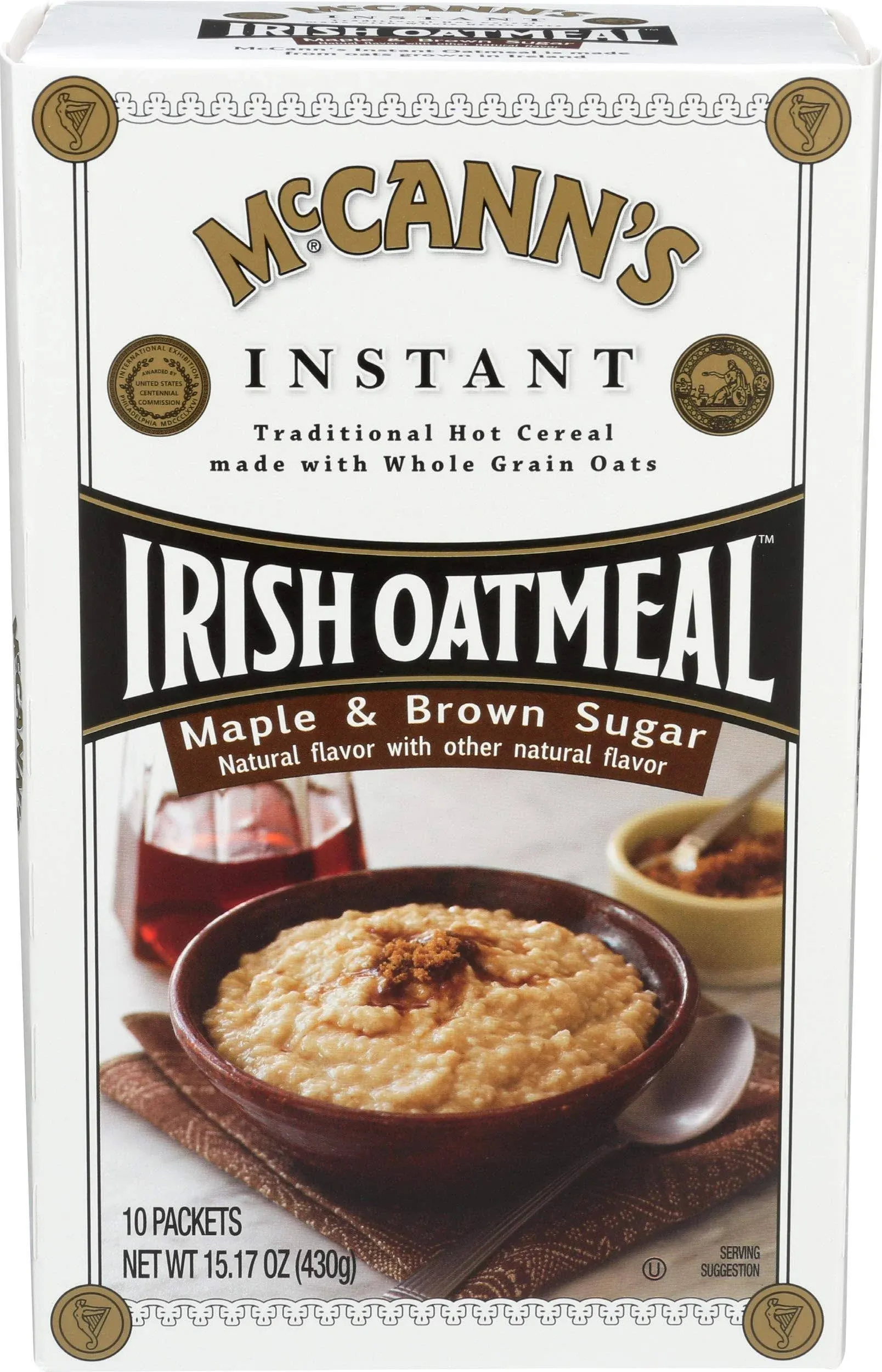 Mccanns Irish Oatmeal, Maple & Brown Sugar, Instant - 10 packets, 15.17 oz