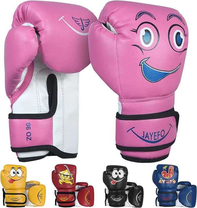 Jayefo Boxing Gloves for Kids & Children - Youth Boxing Gloves for Boxing, Kick Boxing, Muay Thai and MMA - Beginners Heavy Bag Gloves for Heavy Boxing Punching Bag - 4 and 6 Oz - Black