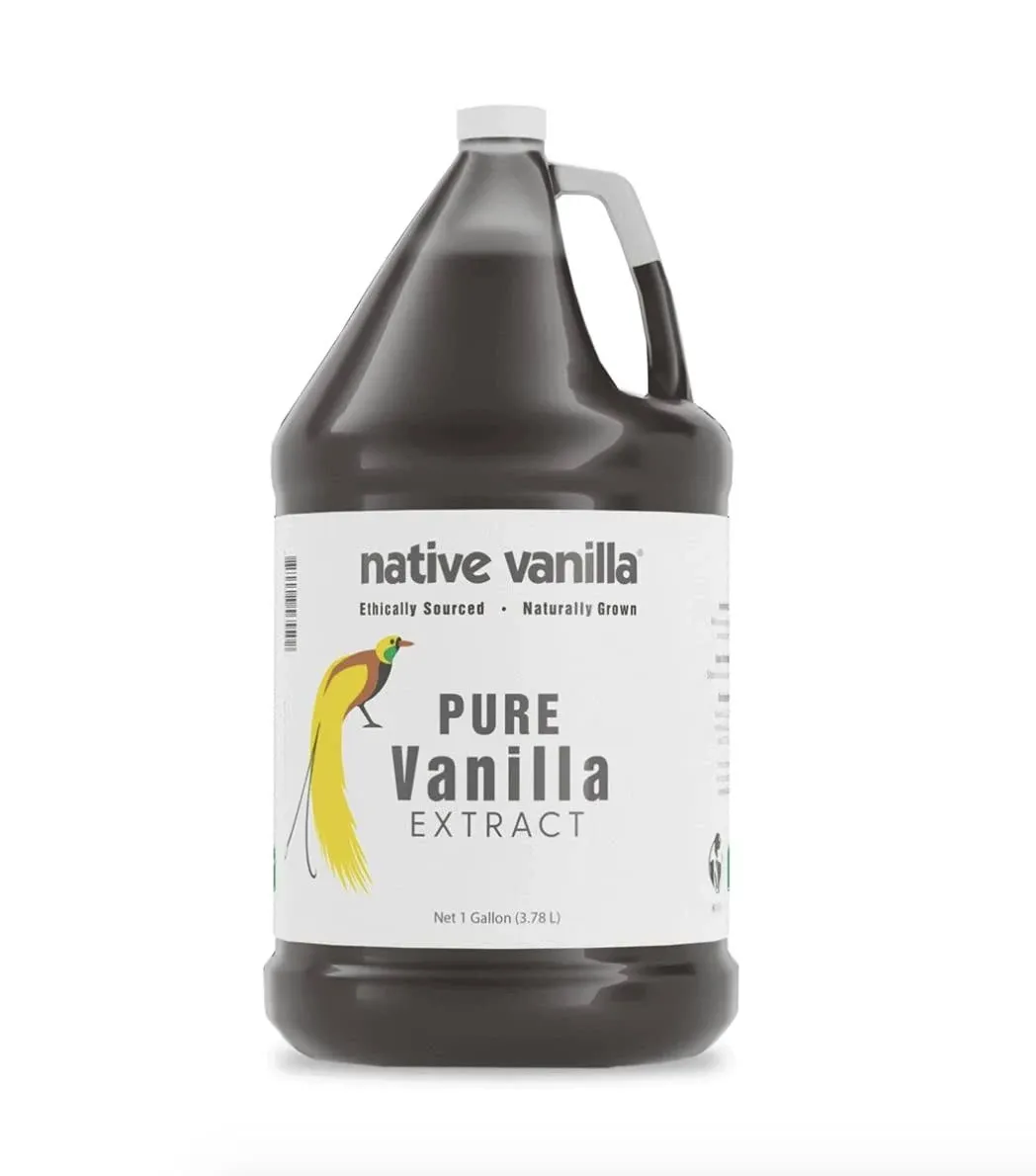 128 oz Pure Vanilla Extract - 100% Real Vanilla Extract - For Cooking, Drinks & Desserts - 100% Vegan, Sugar Free & Kosher - Non-GMO & Gluten-Free - Native Vanilla