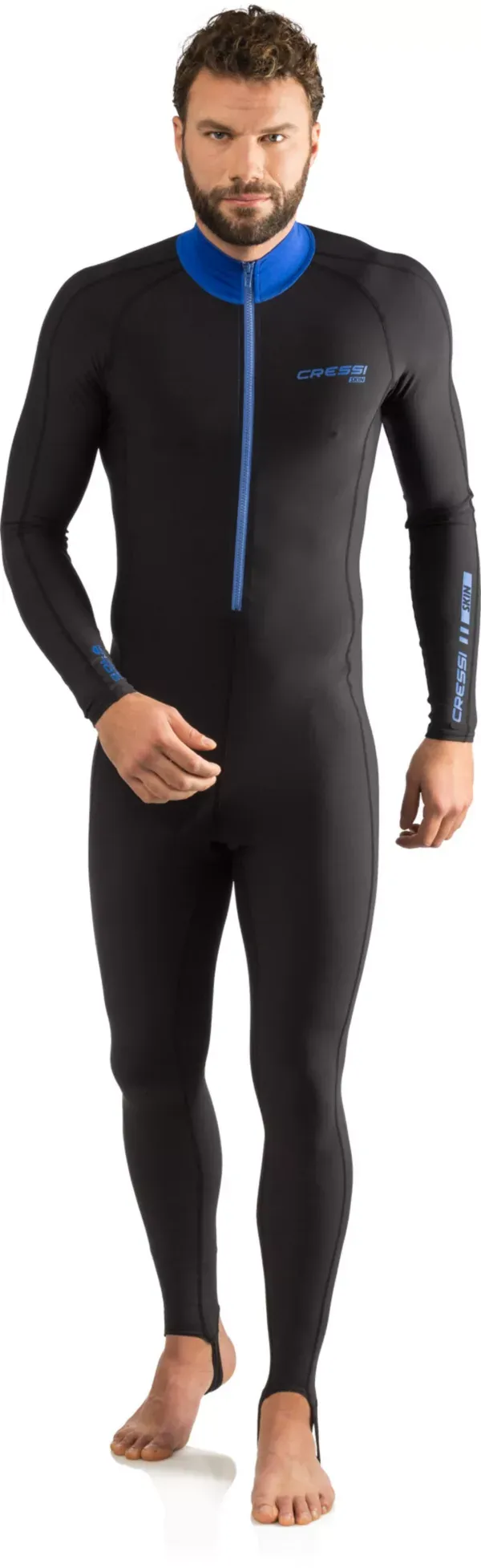 Cressi Skin - Adult Versatile Full Suit for Water Sport, Large, Black/Blue 