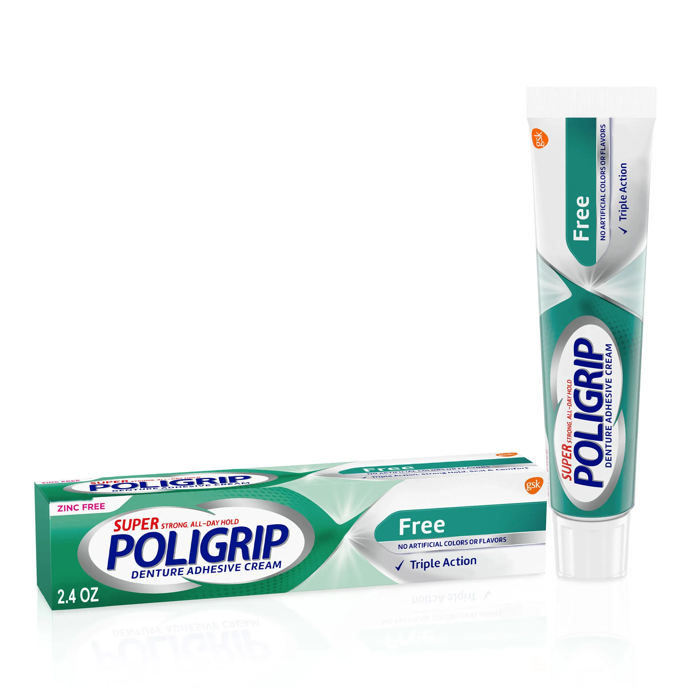 Super Poligrip Denture Adhesive Cream Additive Free - 2.4 oz