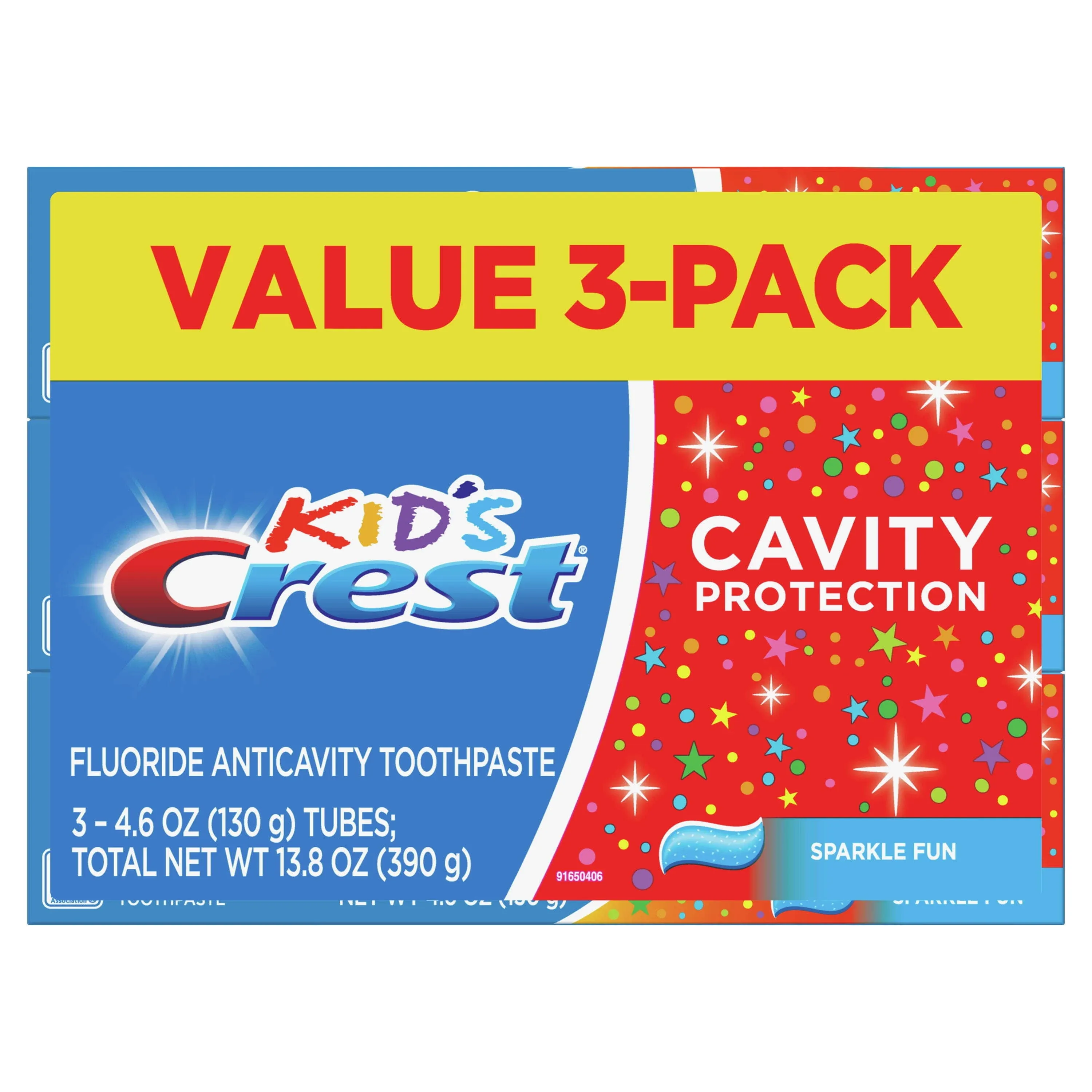 Crest Kids Toothpaste, Cavity Protection, Sparkle Fun, 4.6 oz, 3 Pack