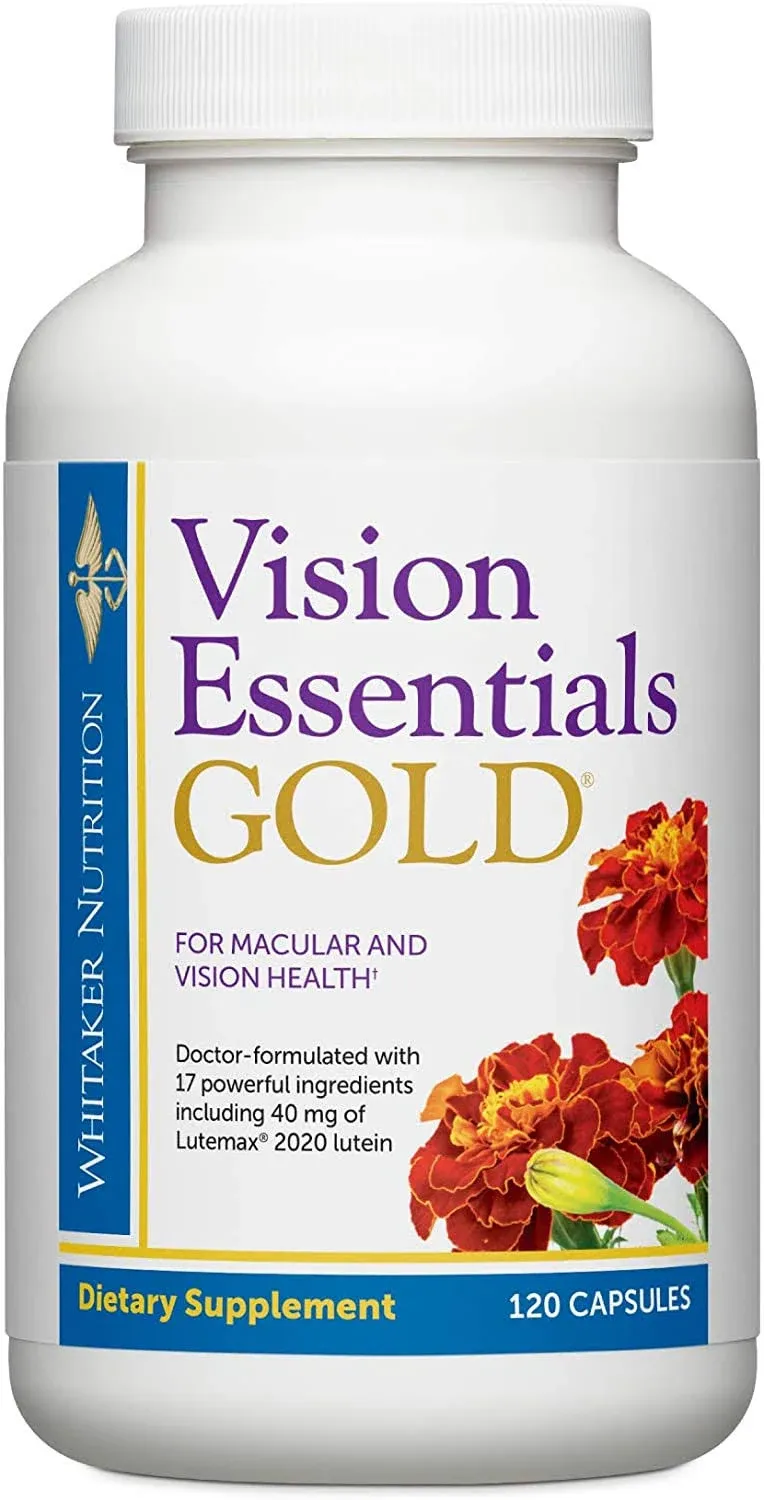 Dr. Whitaker's Vision Essentials Gold with 40 mg of Lutein Plus 16 Vision Supportive Nutrients for Premium Eye Nourishment and Sup