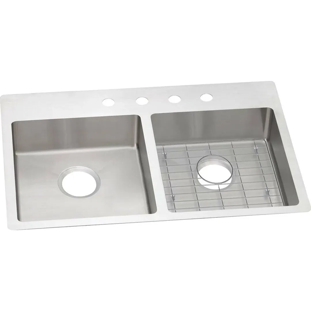 Elkay Crosstown ECTSRAD33226TBG4 Equal Double Bowl Dual Mount Stainless Steel ADA Sink Kit