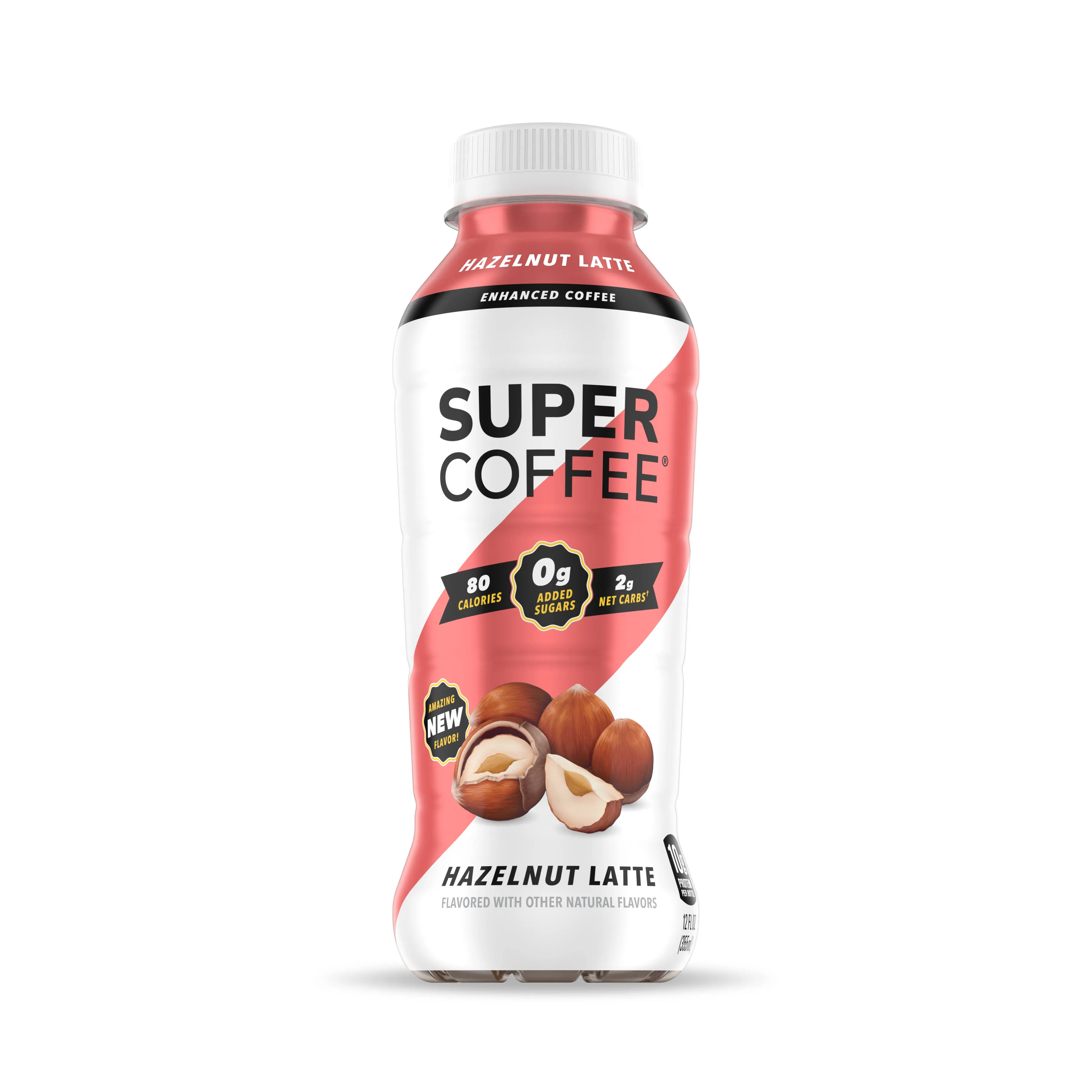 SUPER COFFEE, Keto Protein Coffee (0g Added Sugar, 10g Protein, 70 Calories) [Hazelnut] 12 Fl Oz, 12 Pack | Iced Smart Coffee Drinks