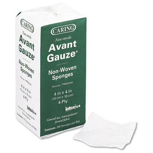 Medline Avant Gauze Non-Woven Sponges, Non-Sterile, 4-Ply, 4" x 4" - 200 count