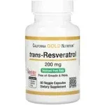 California Gold Nutrition, Trans-Resveratrol, Italian Sourced, 200 mg, 60 Veggie