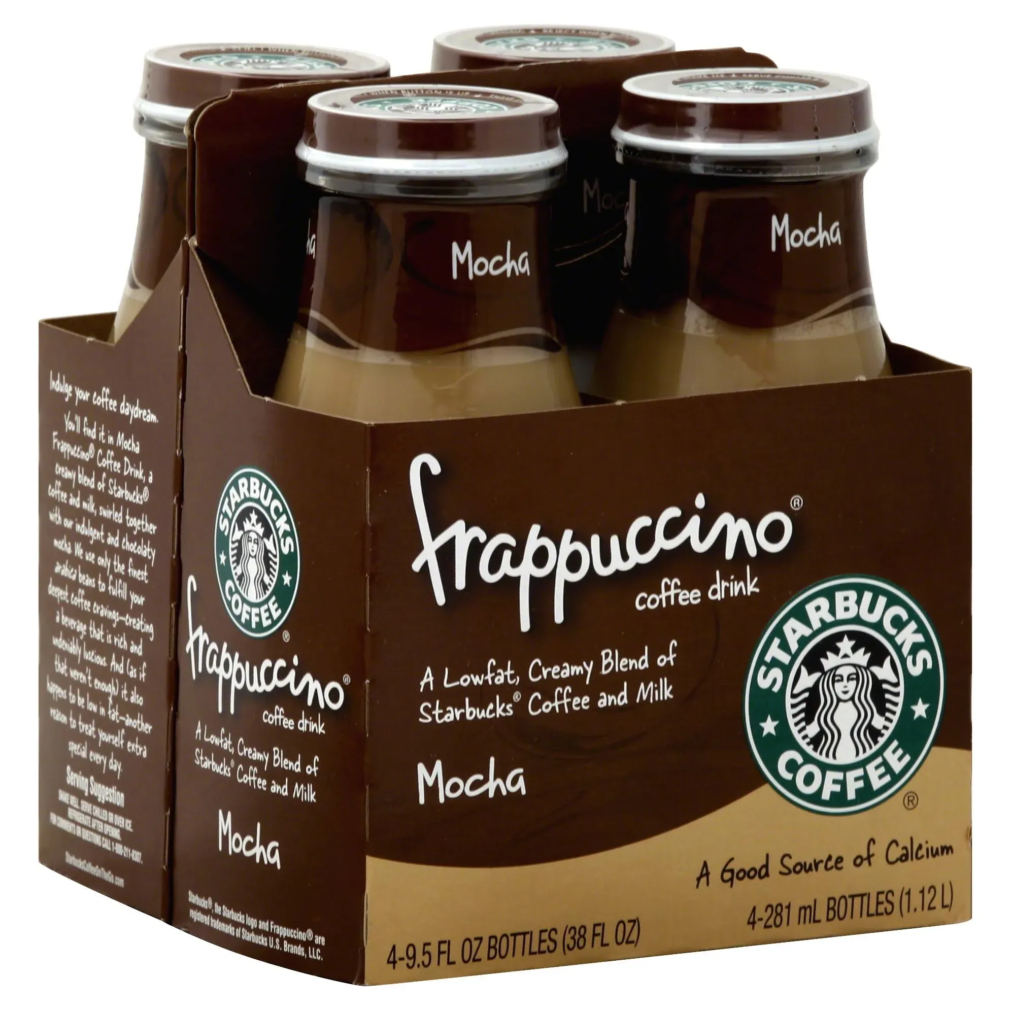 Starbucks Frappuccino Chilled Coffee Drink, Mocha - 4 pack, 9.5 fl oz bottles