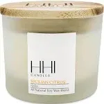 HHI Citrus Candle | A Blend of Lemon, Orange, Lime and Eucalyptus | Sicilian Citrus | All Natural Soy Candle | Large 12 Ounce Three Wick Candle | Long Burn time | Includes Bamboo Lid and Gift Box