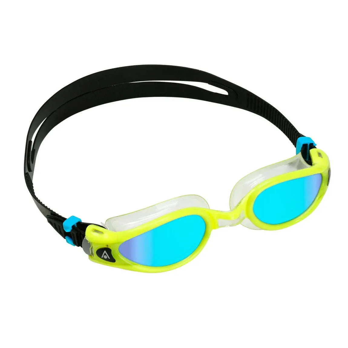 Aqua Sphere Kaiman EXO Blue Titanium Mirror Swim Goggles, Yellow/Transpa<wbr/>rent