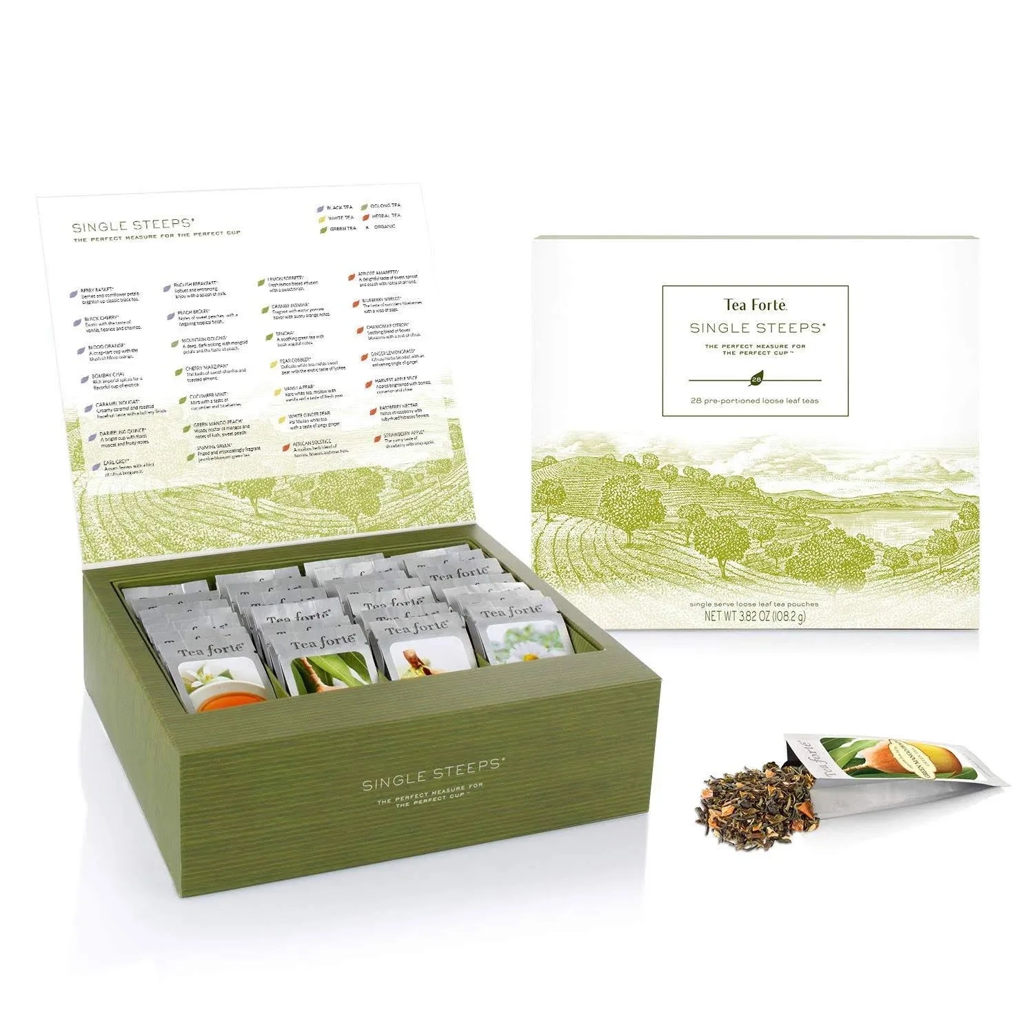 Tea Forte Classic Teas Single Steeps Tea Chest Variety Gift Box, Loose Tea Sampl