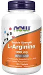 NOW Foods L-Arginine, Double Strength 1000 mg - 120 Tablets