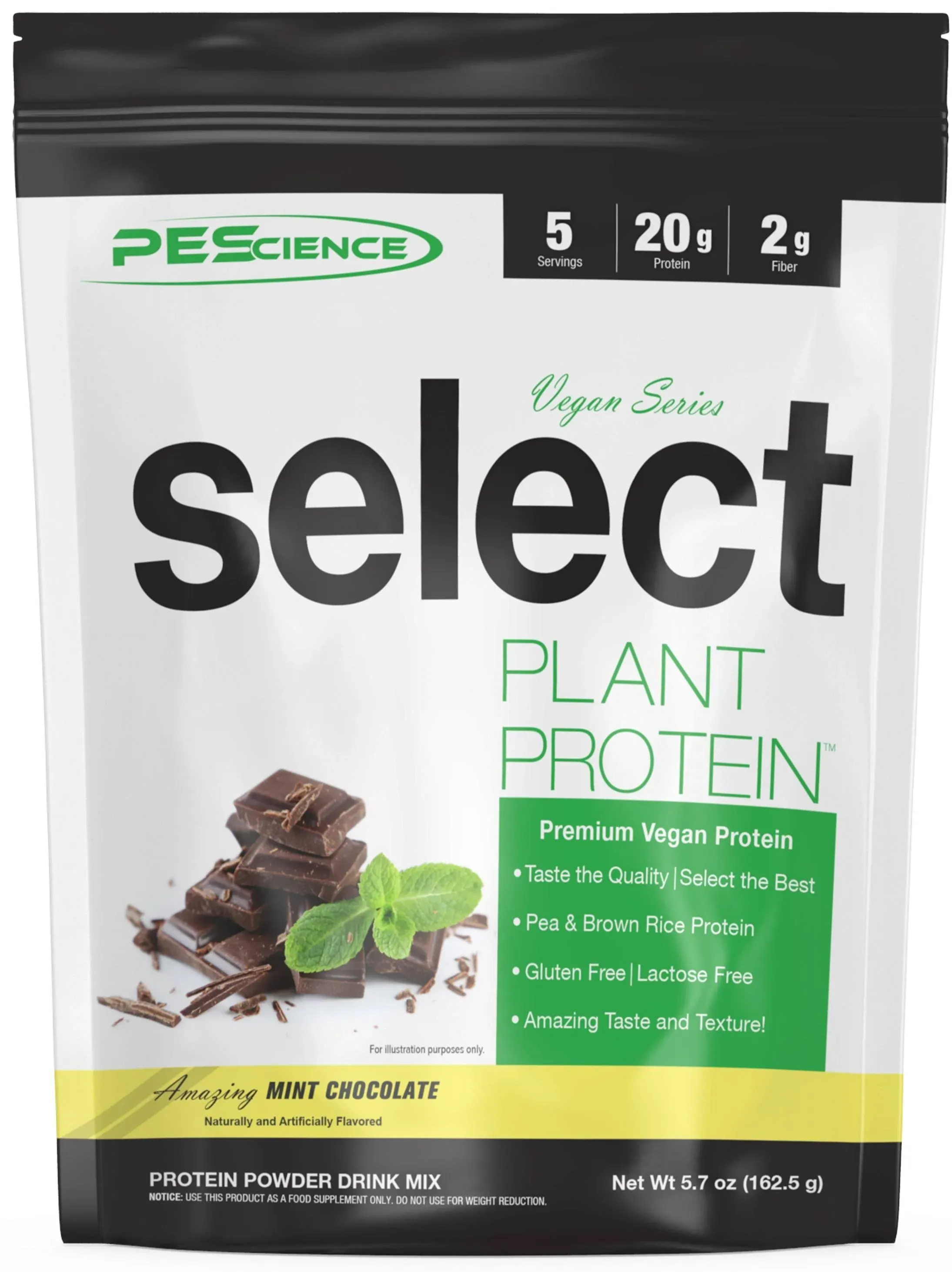 PEScience Select Vegan Plant Based Protein Powder, Mint Chocolate, 27 Serving, Premium Pea and Brown Rice Blend