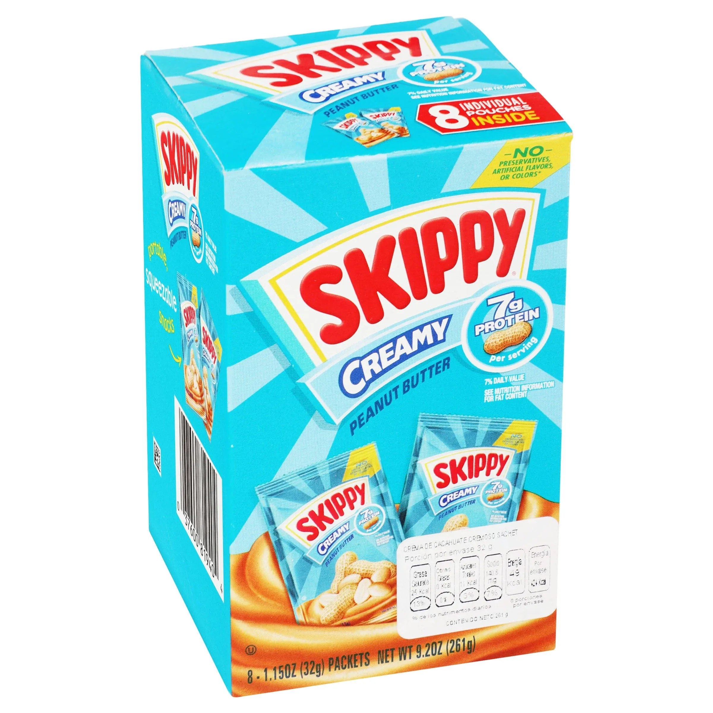 Skippy Peanut Butter, Creamy - 8 pack, 1.15 oz packets