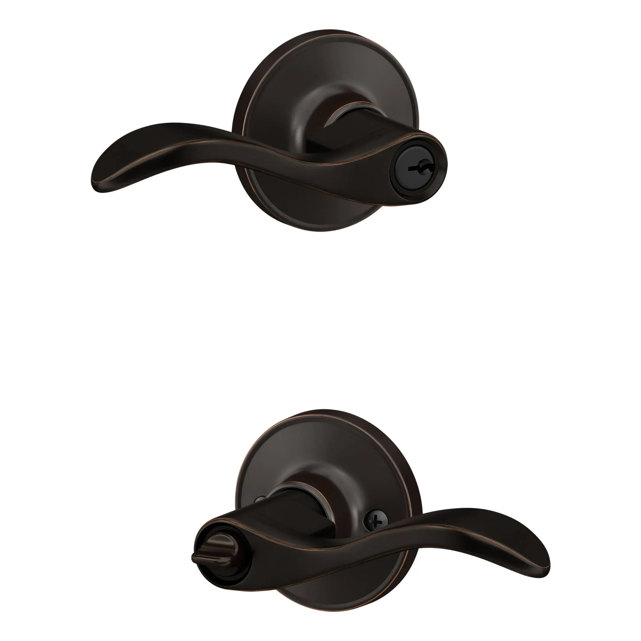 Home Front by Schlage Kenley Aged Bronze Exterior Keyed Entry Door Handle Lowes.com