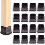 24 PCS Square Silicone Chair Leg Floor Protectors with Felt, Chair Legs Caps Covers, Felt Furniture Pads, Floor Protectors for Chairs, Bar Stools Leg Protectors (Fit 1.1-1.45", Dark Brown)