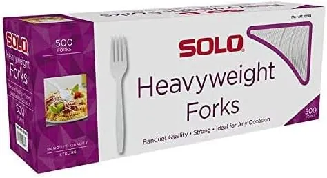 SOLO Plastic Forks, White, 500 Ct Tej