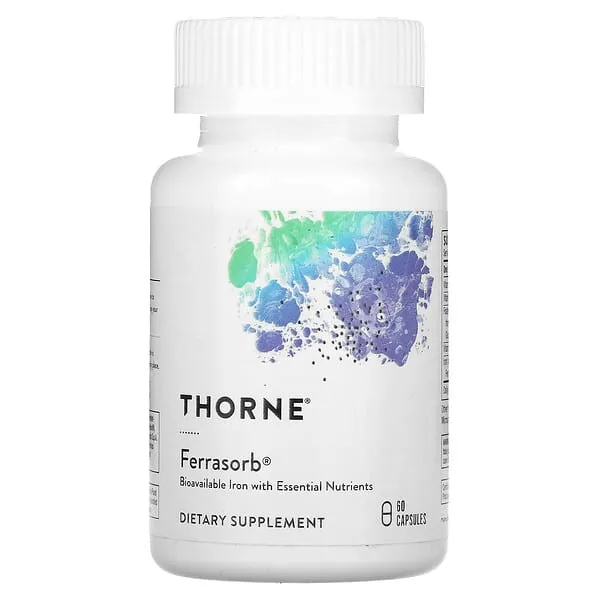 Thorne Ferrasorb - 36 mg Iron with Essential Nutrients - Complete Blood-Building Formula - Elemental Iron, Folate, B and C Vitamins for optimal absorption - Gluten-Free - 60 Capsules