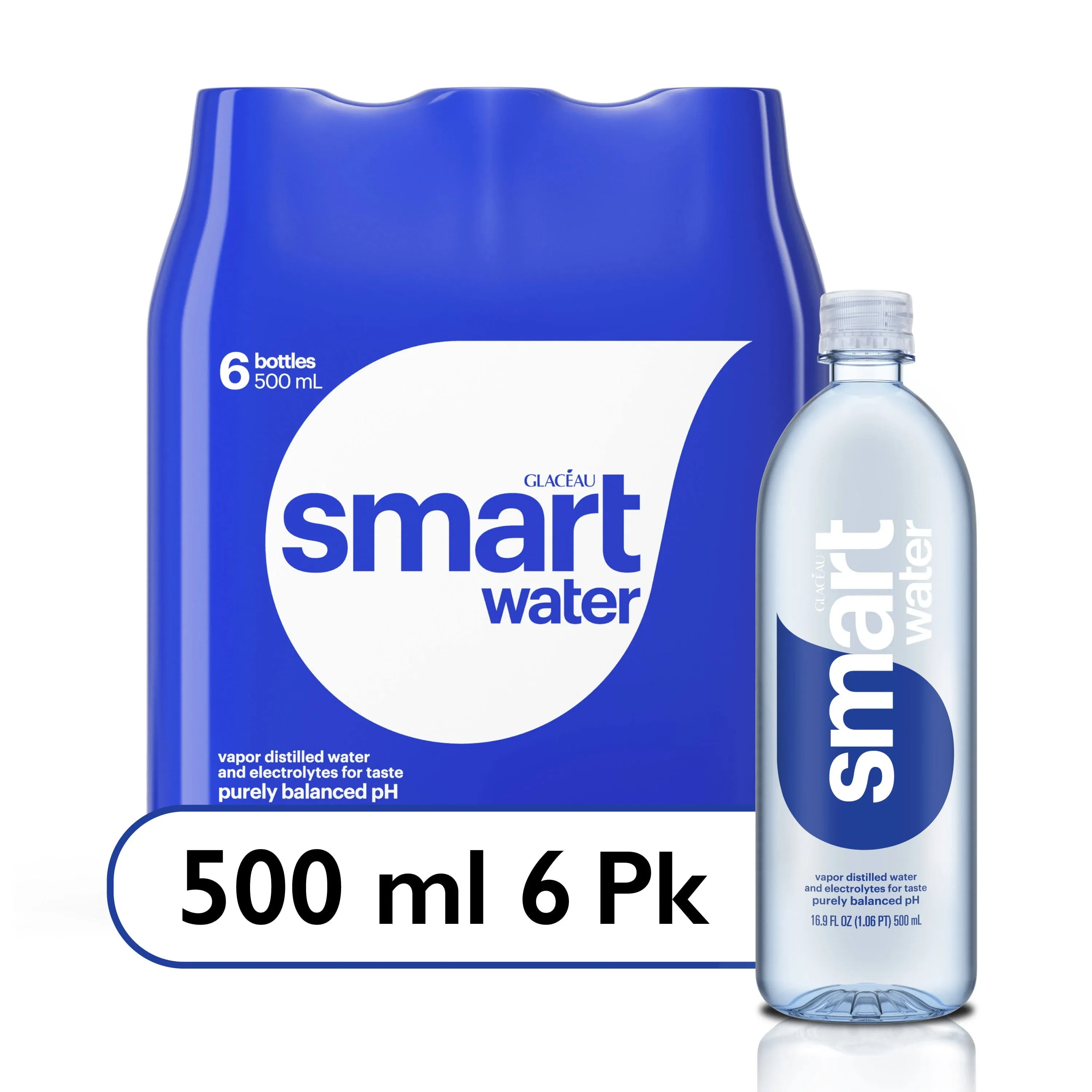 smartwater Vapor Distilled Water 6 - 16.9 fl oz Bottles