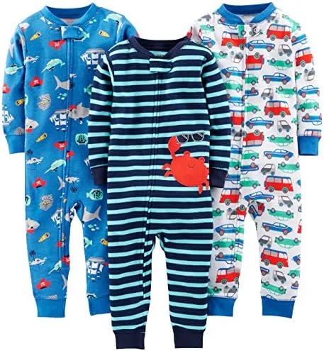 Size 2T Snug-Fit Footless Pajamas Set of 3, Simple Joys by Carter’s, Used