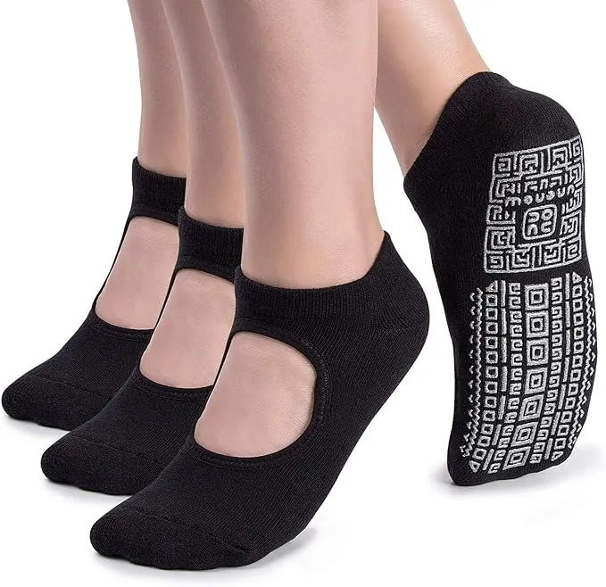 unenow Non Slip Grip Yoga Socks for Women with Cushion for Pilates, Barre, Home