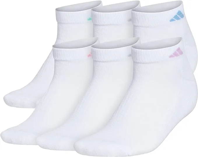 Adidas Athletic Cushioned 6-Pack Low-Cut Socks White M