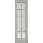 EightDoors 80" x 24" 10-Lite French Clear Glass White Prefinished Solid Wood Core Door