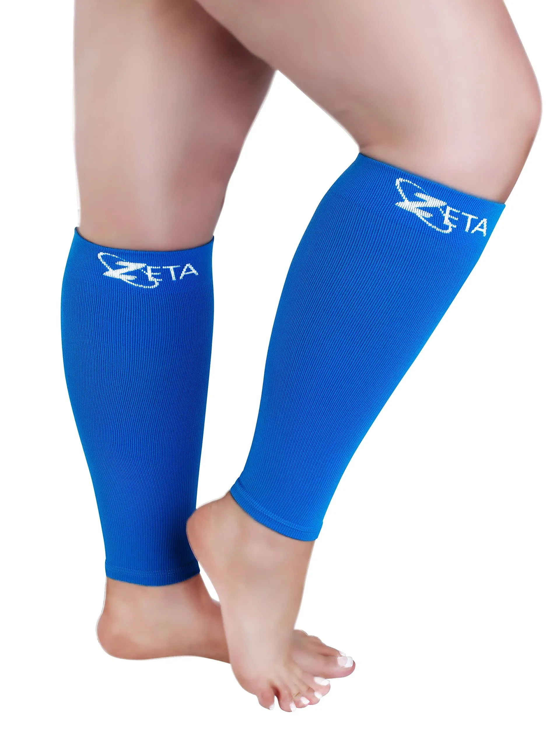 Zeta Plus Size Leg Sleeve Support Socks - The Wide Calf Compression Sleeve Women Love for Its Amazing Fit, Cotton-Rich Comfort, Graduated Compression & Soothing Relief, 1 Pair, Size 3XL, Blue