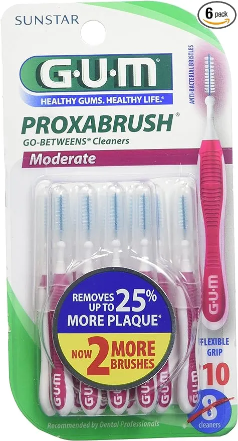 GUM Proxabrush Go-Betweens Cleaners Interdental Brushes, Ultra Tight, 10 Count (Pack of 4)