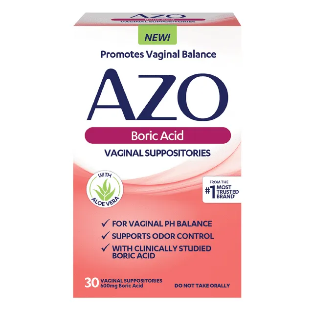 Azo Vaginal Suppositories, 600 mg Boric Acid - 30 vaginal suppositories