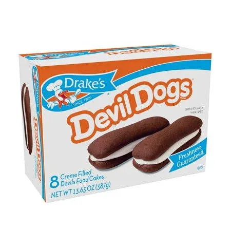 Drake&#039;s Devil Dogs, 6 Boxes of Creme-Filled Devils Food Chocolate Snack Cakes