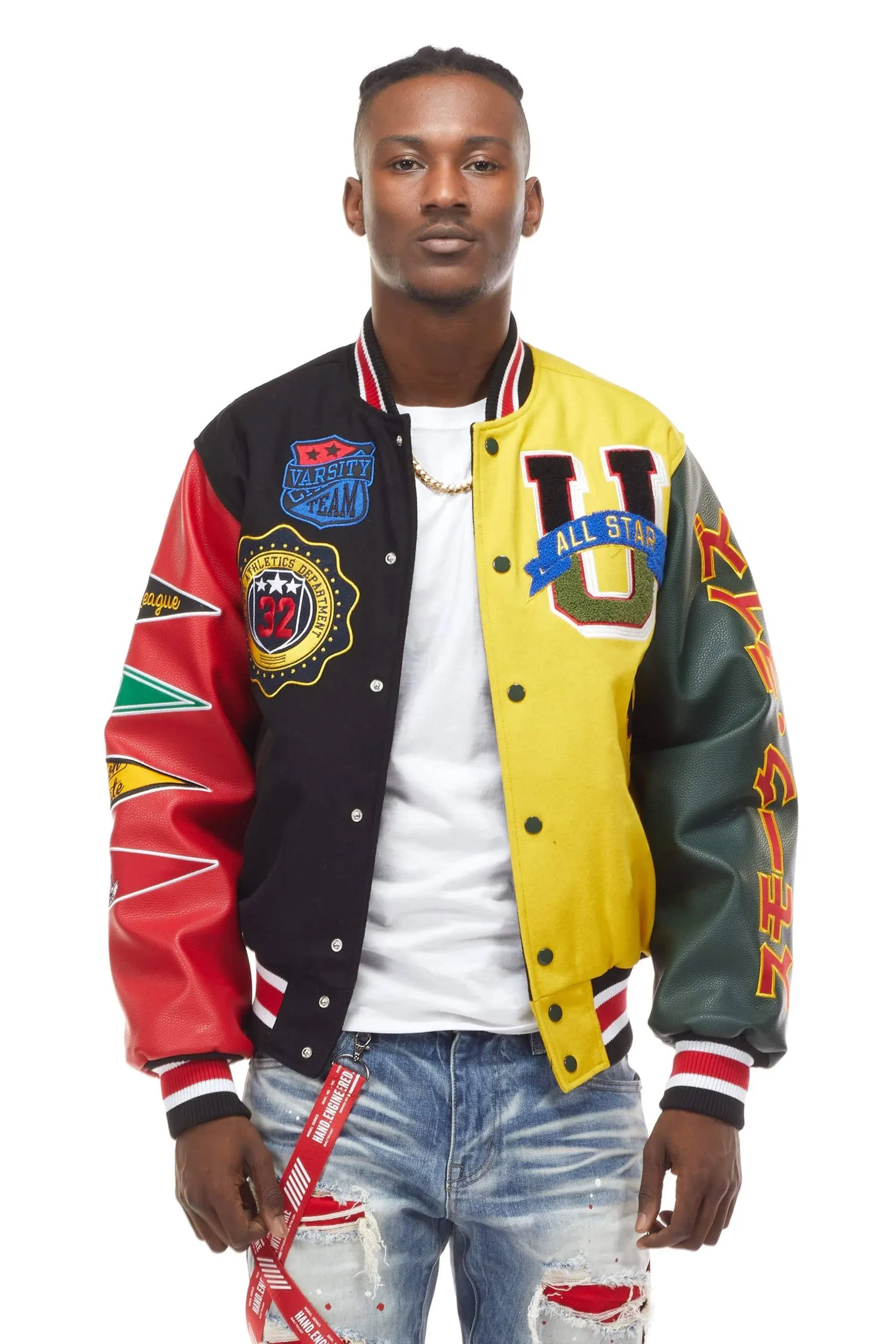 Smoke Rise All Star Varsity Jacket Yellow Black - M