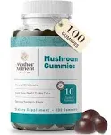 Mother Nutrient Mushroom Supplement Gummies- Pure Extract Mushrooms - Chaga, Reishi, Cordyceps & Lion's Mane - 50 Day Supply Chewable Gummies (100 pcs)