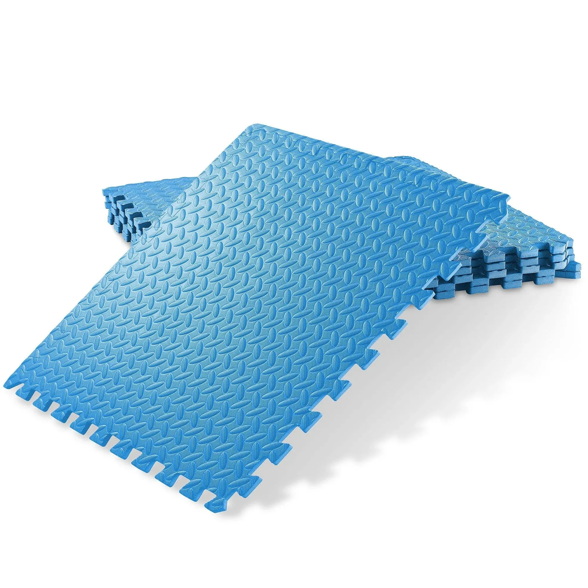 6 Gym\xa0Flooring Mats - 24&#034; Foam Interlocking Floor Tiles - Blue