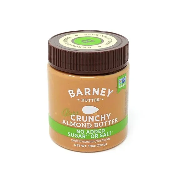 Barney Butter Almond Butter, Bare Crunchy, 10 Ounce Jar, No Added Sugar or Salt, Skin-Free Almonds, No Stir, Non-GMO, Gluten Free, Keto, Paleo, Vegan