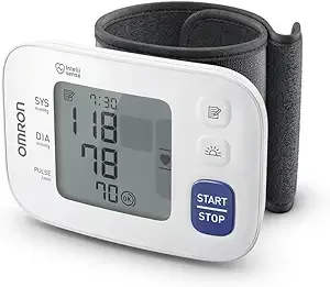 Omron Hem 6181 Fully Automatic Wrist Blood Pressure Monitor with Intelligence Technology, Cuff Wrapping Guide and Irregular Heartbeat Detection for Most Accurate Measurement (White)