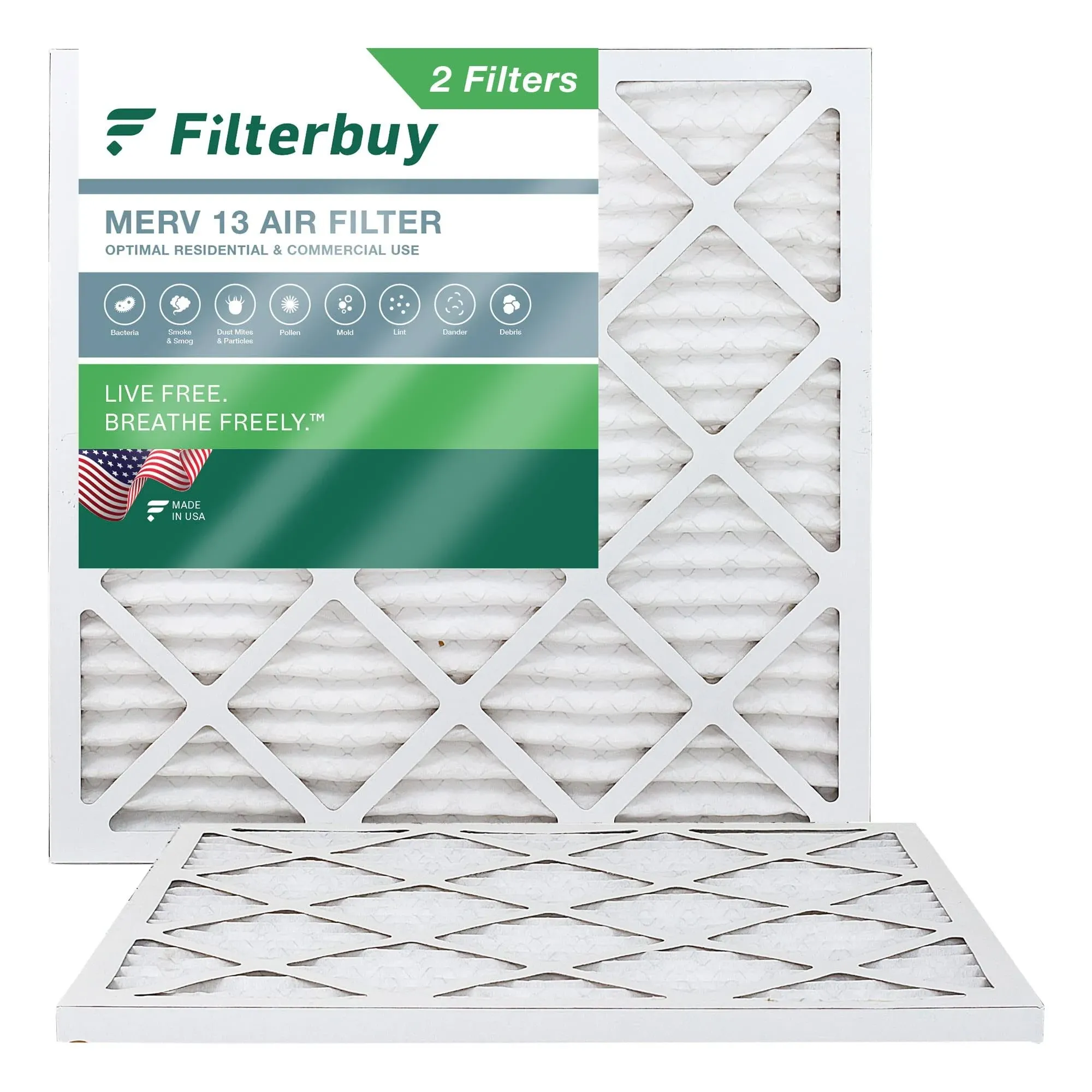 Filterbuy 18x18x1 Air Filter MERV 13, Pleated HVAC AC Furnace Filters Replacement ...