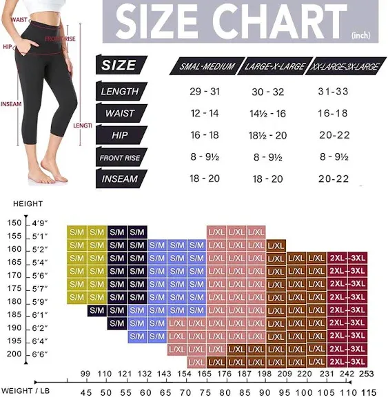 NEW YOUNG 3 Pack Capri Leggings for Women with Pockets-High Waisted Tummy Control Workout Gym Yoga Active Pants