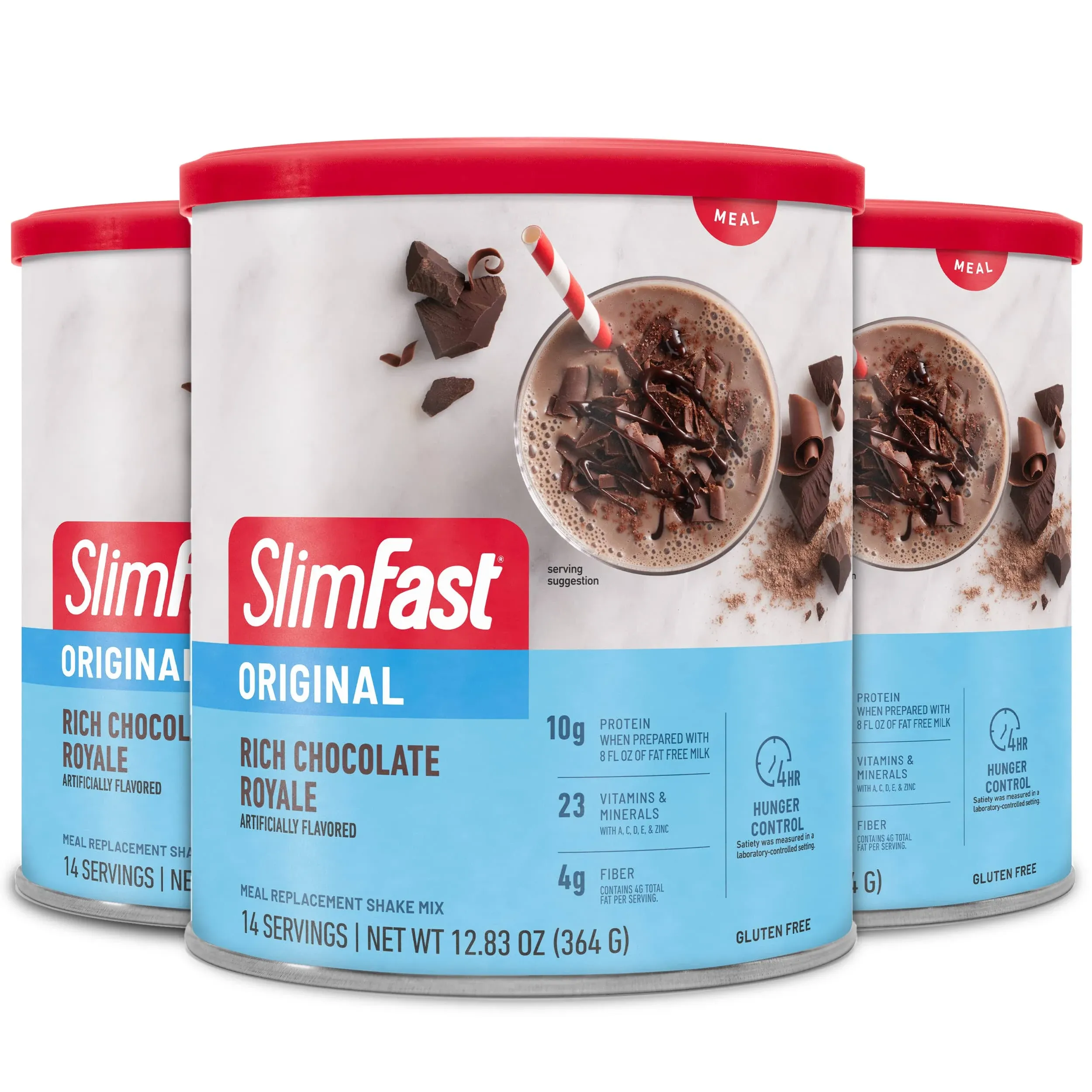 SlimFast Meal Replacement Powder, Original Rich Chocolate Royale, Weight Loss Shake Mix, 10g of Protein, 14 Servings (Pack of 3)