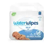 WaterWipes Plastic-Free Original Baby Wipes, 99.9% Water Based Wipes, Unscented & Hypoallergenic for Sensitive Skin, 300 Count (5 Packs)