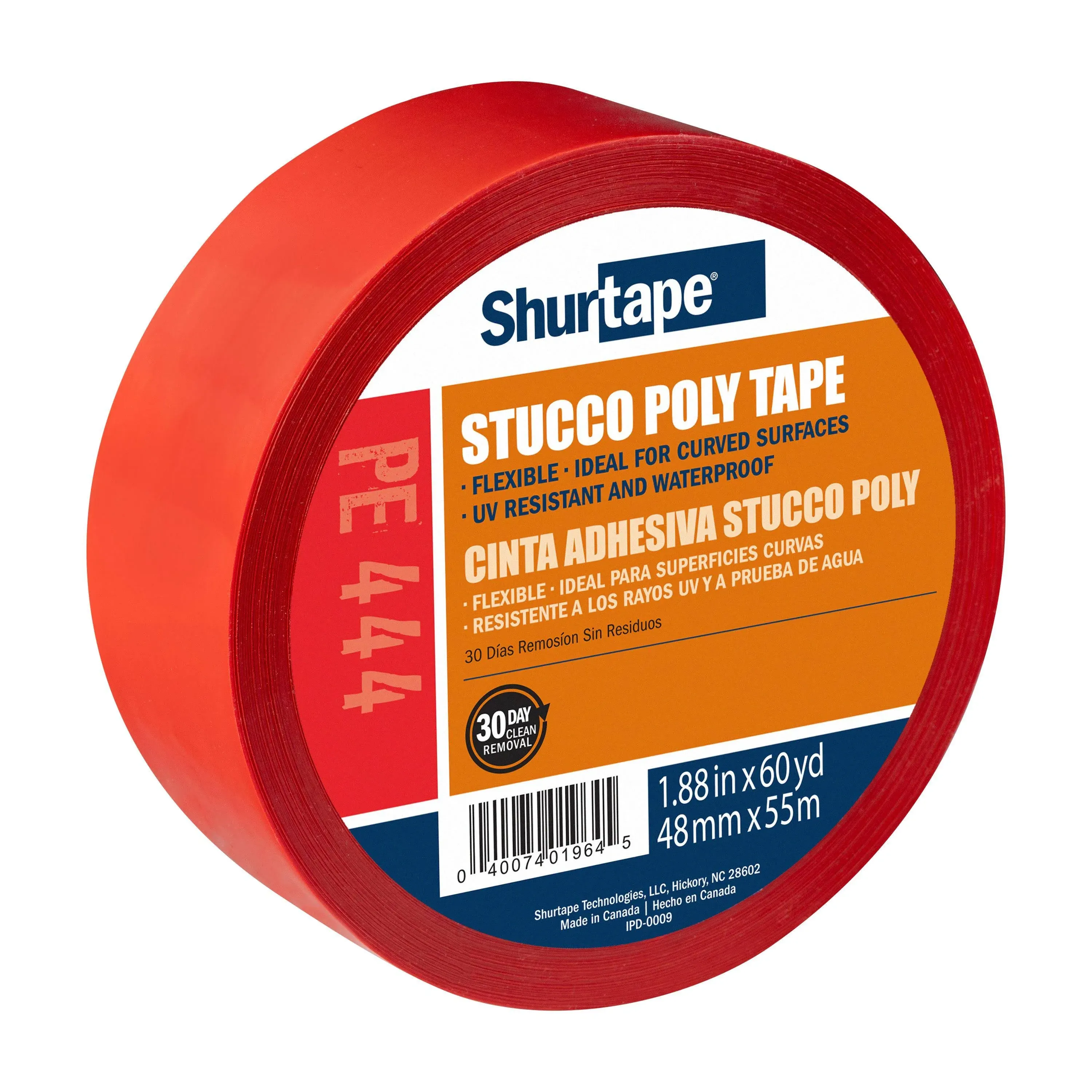 Shurtape PE 444 UV-Resistant Stucco Masking Tape - Red - 48mm x 55m