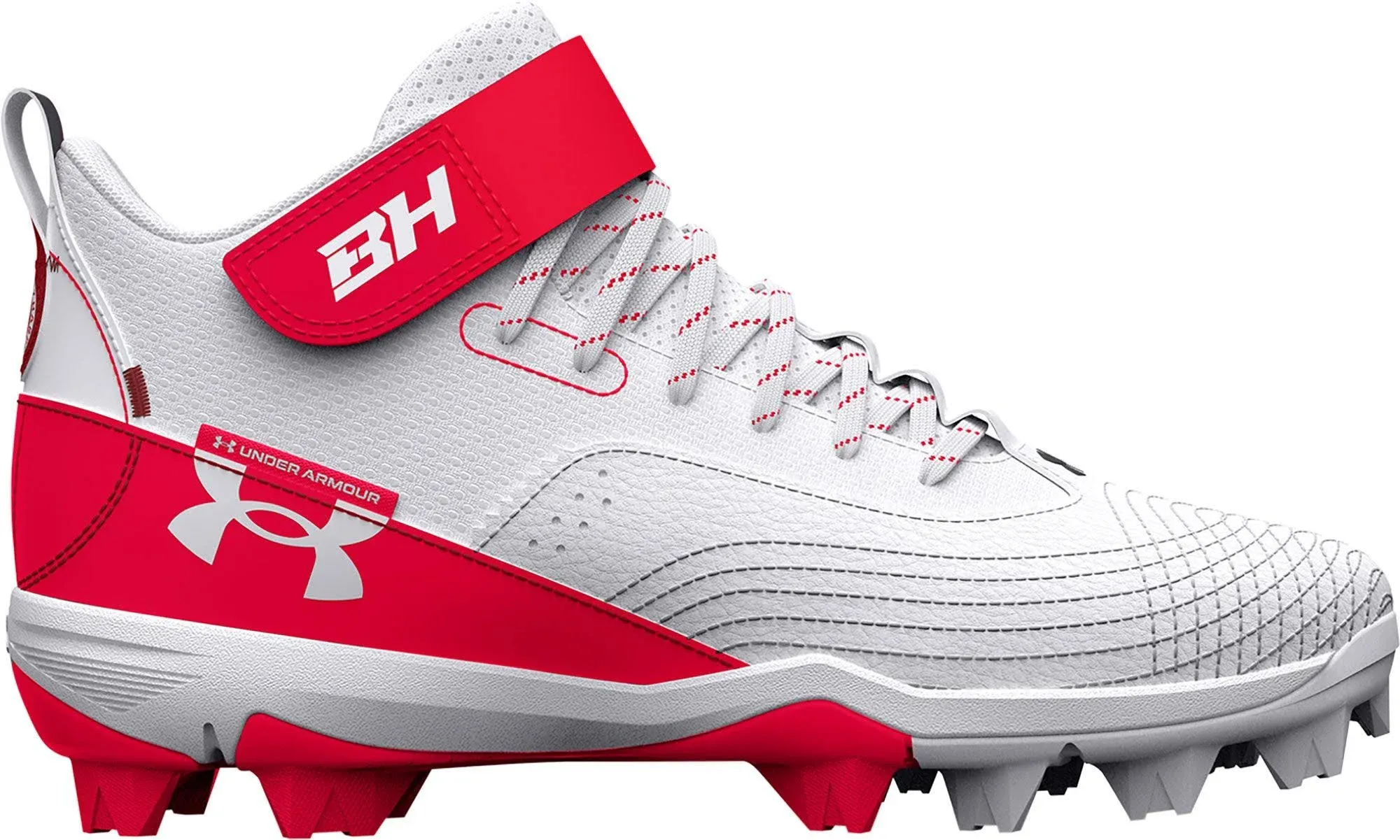 Under Armour Boys' Harper 7 Mid RM Jr. Baseball Cleats - Red, 4