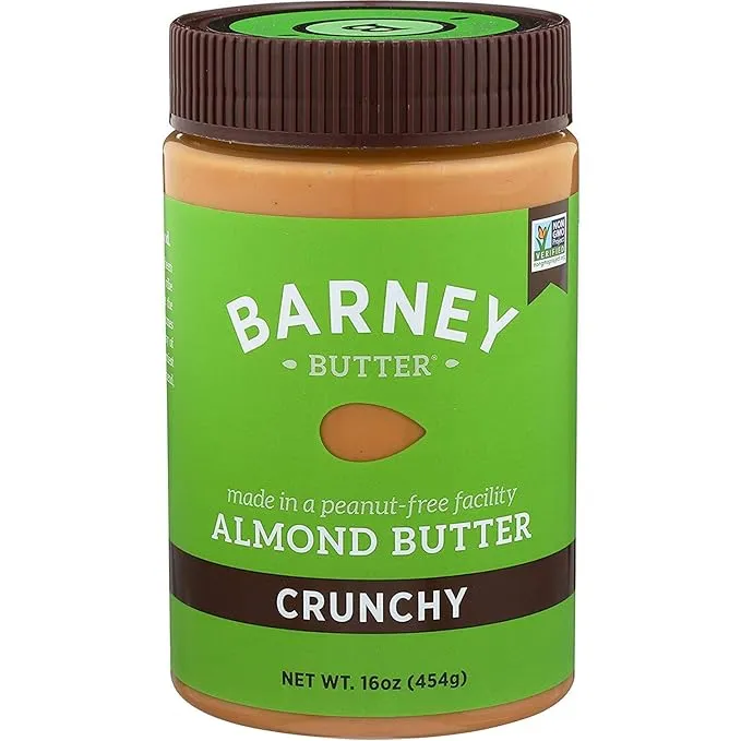 Barney Butter Almond Butter Crunchy 16 Ounce Jar Skin-Free Almonds No Stir Non-GMO Gluten Free Keto Paleo Vegan