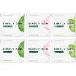 Simply Gum | Sugar Free Xylitol Chewing Gum | Variety Pack- Bubblegum, Peppermint, Spearmint | Pack of Six (90 Pieces Total) | Synthetic Free + Sugar Free + Aspartame Free