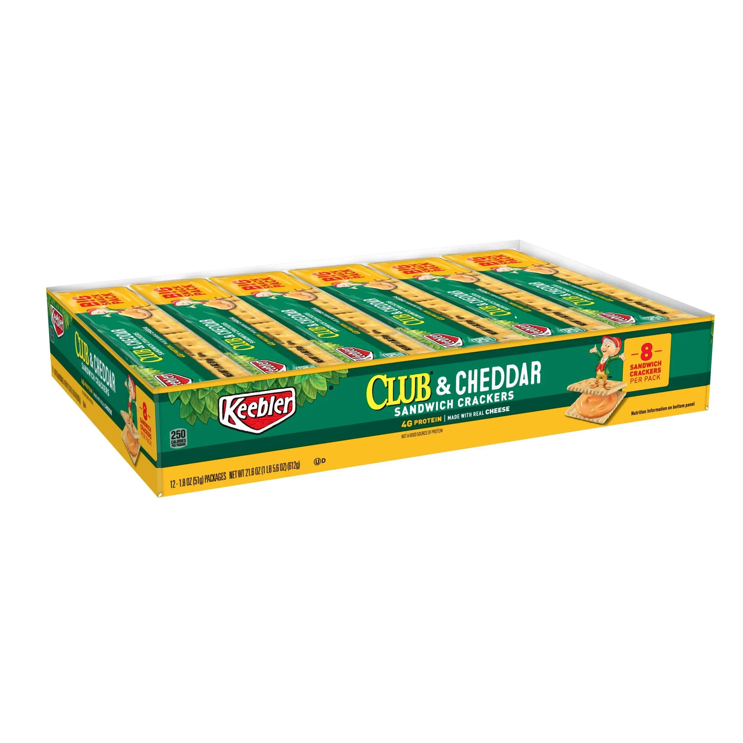 Keebler Sandwich Cracker, Club & Cheddar, 12/Box