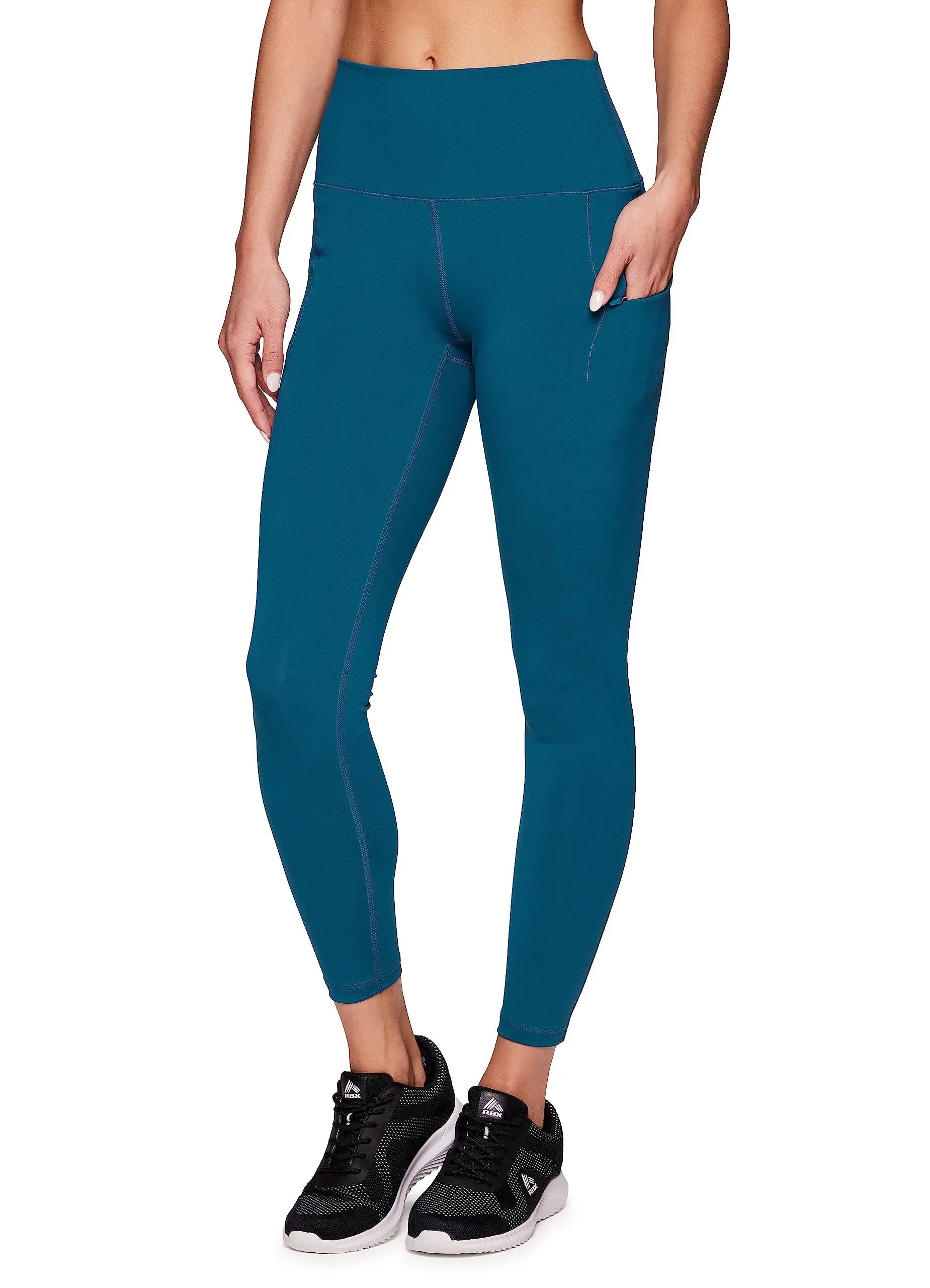 Rbx Active Women's Ultra Hold Zip It 7/8 Legging Teal | Size Large