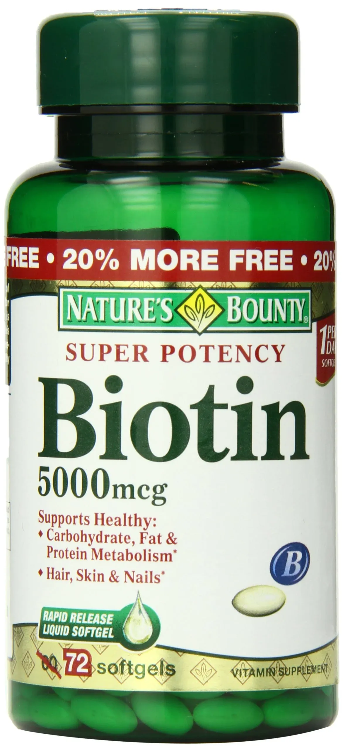 Buy Nature's Bounty Biotin Count of 1 By Nature's Bounty | Herbspro.com