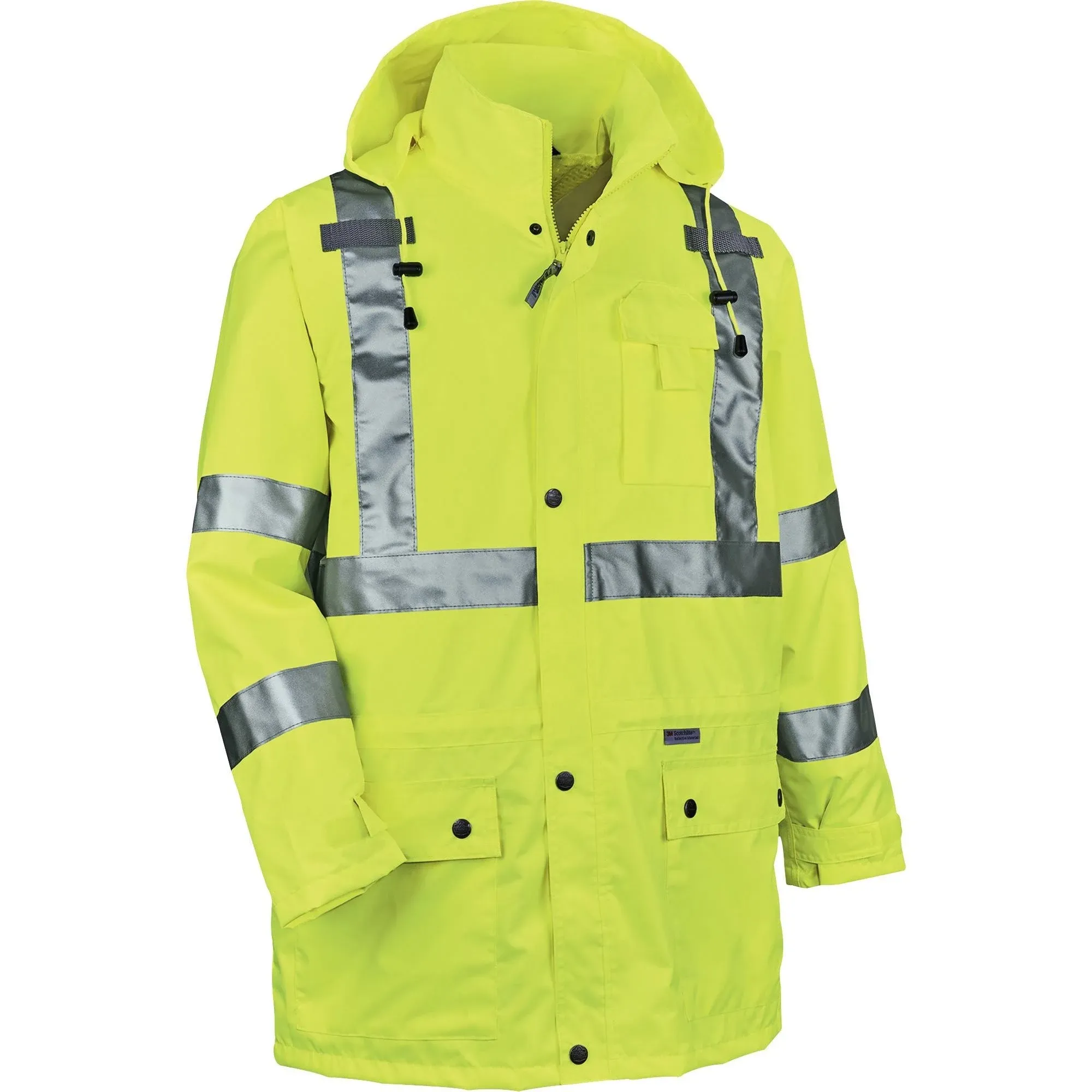 Glowear By Ergodyne 8365 Rain Jacket W/Hood,Hi-Vis Lime, Large